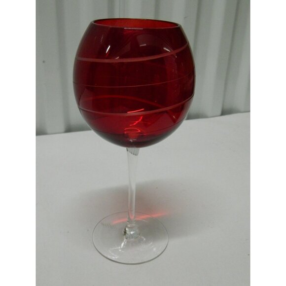 Mikasa Cheers Balloon Red Swirl Wine Goblet Glass Burgandy, Red, White Wine - Picture 9 of 9